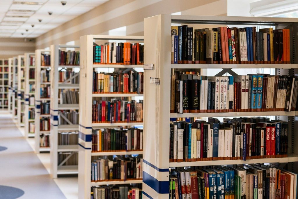 Use DRM to transform your library - image of a row of library shelves